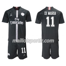 Maillot de Foot Paris Saint Germain Di Maria 11 Jordan Noir Enfant Troisieme 2018/19